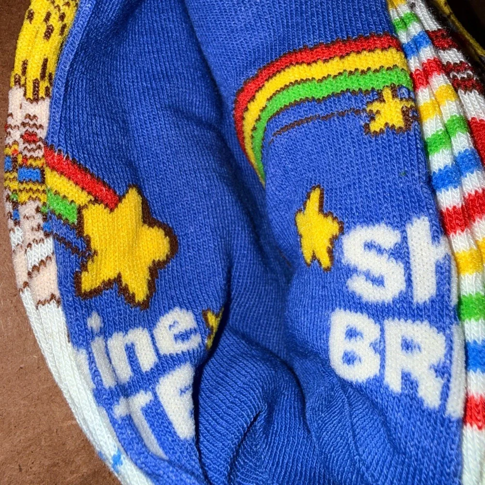Rainbow Brite No-Show Socks OS 4-10 NEW 6 Pairs Multi Color Stripe Retro